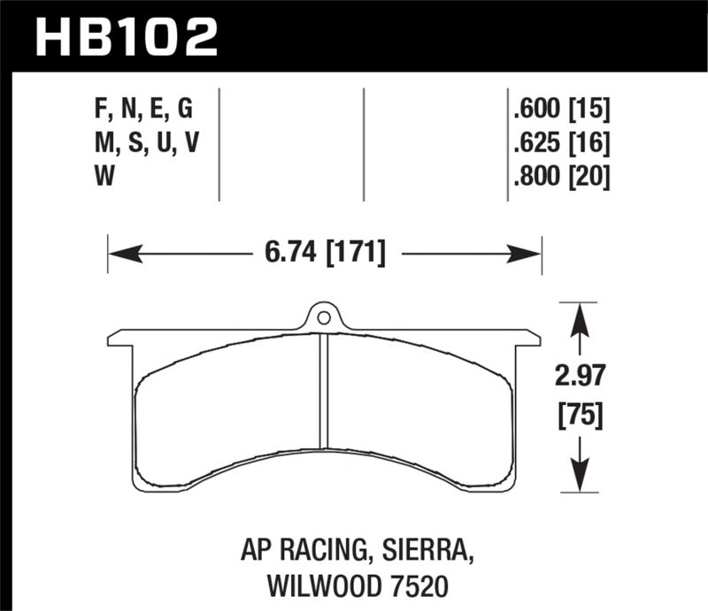 Hawk Performance Hawk Stoptech AP Racing 6 DTC-30 Race Brake Pads
