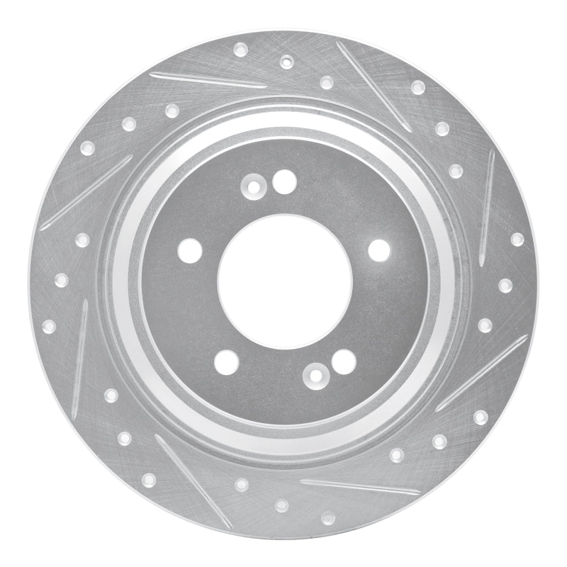 R1 Concepts R1 17-23 Hyundai Kona EV Rear Right Drilled & Slotted Silver Brake Rotor