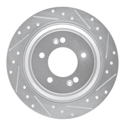 R1 Concepts R1 17-23 Hyundai Kona EV Rear Right Drilled & Slotted Silver Brake Rotor