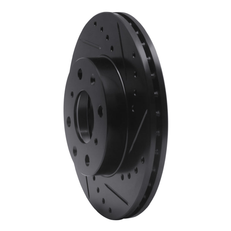 R1 Concepts R1 90-00 Honda Civic Hatchback Front Right Drilled & Slotted Black Brake Rotor