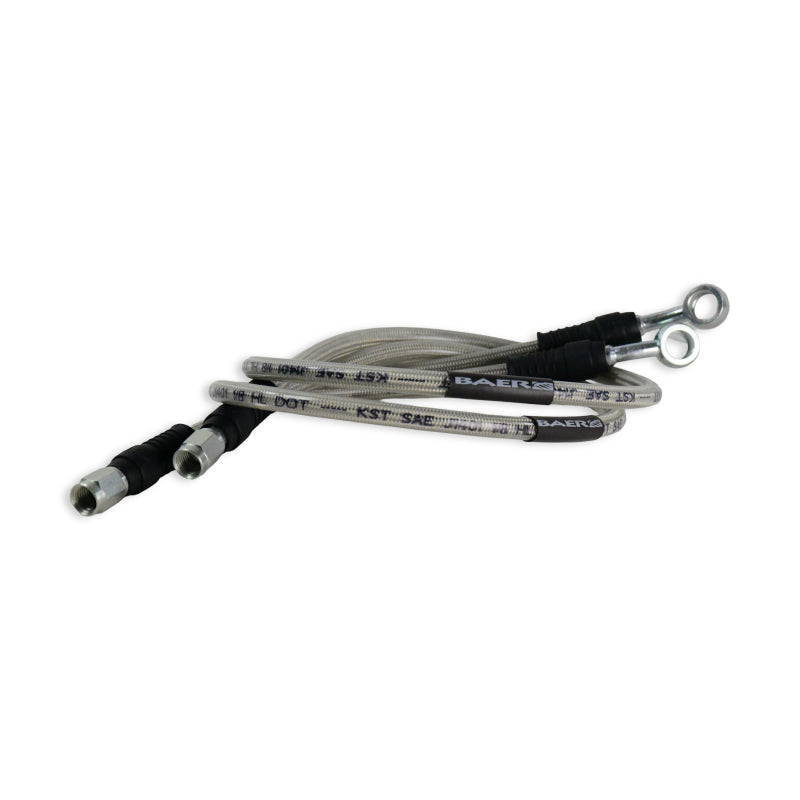 Baer Brakes 23in Long Braided Hose Set w/ 3AN Female Straight x 10mm 20 Degree Banjo Ends