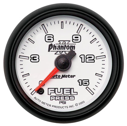 AutoMeter Gauge Fuel Press 2-5/8in. 15PSI Stepper Motor W/ Peak & Warn Phantom II