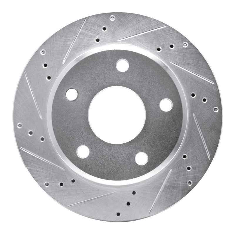 R1 Concepts R1 05-11 Dodge Dakota 4WD Front Left Drilled & Slotted Silver Brake Rotor