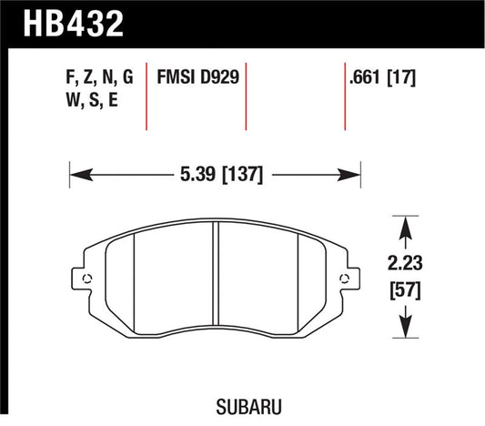 Hawk Performance Hawk 03-05 WRX / 08 WRX D929 DTC-60 Race Front Brake Pads