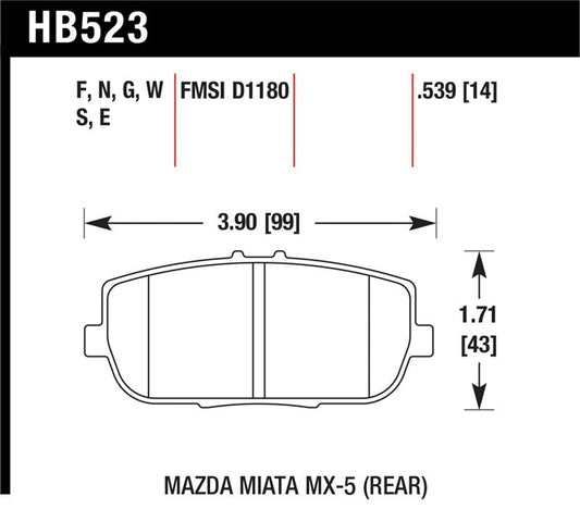 Hawk Performance Hawk 06-11 Mazda Miata MX-5 Rear DTC-60 Race Brake Pads