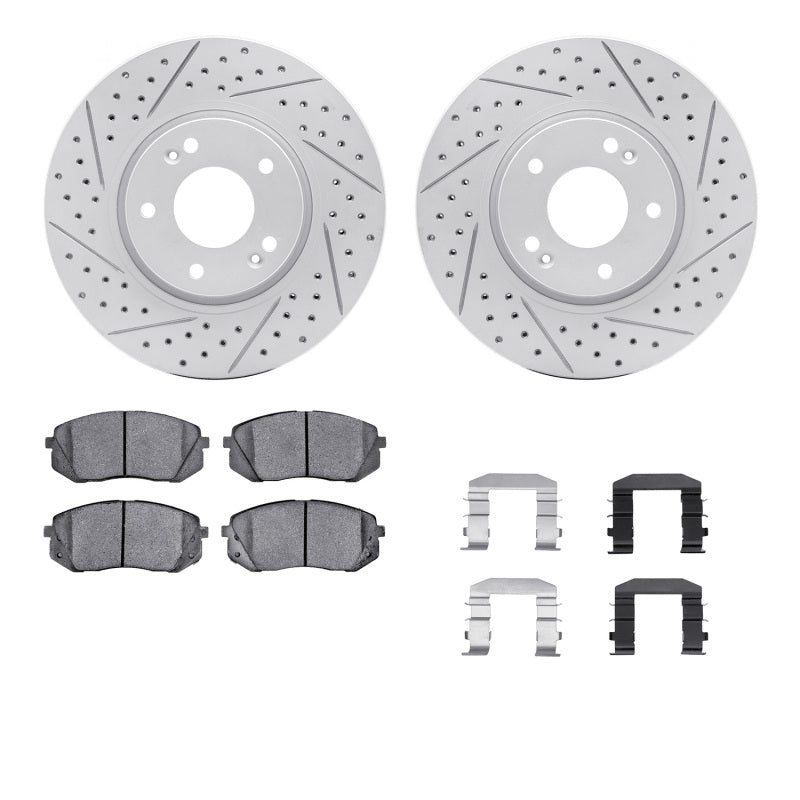 R1 Concepts R1 10-16 Hyundai Tucson Front Drill/Slot Carbon Coated Rotor Set w/Optimum Pads