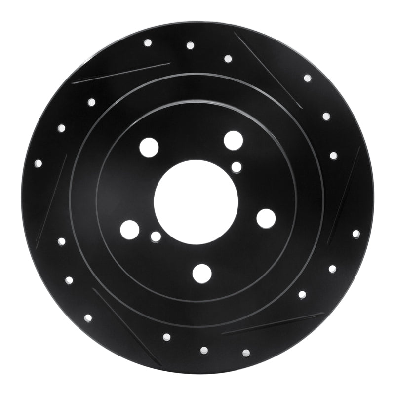 R1 Concepts R1 90-08 Saab 9-2X Rear Right Drilled & Slotted Black Brake Rotor