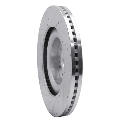 R1 Concepts R1 17-22 Genesis G90 Front Right Drilled & Slotted Silver Brake Rotor