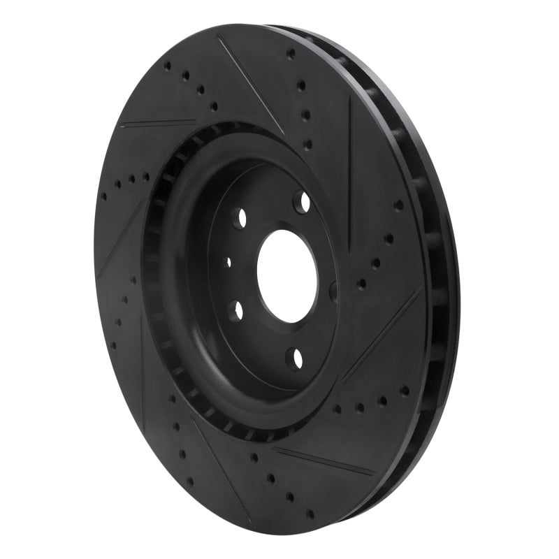 R1 Concepts R1 09-17 Buick Regal Front Left Drilled & Slotted Black Brake Rotor