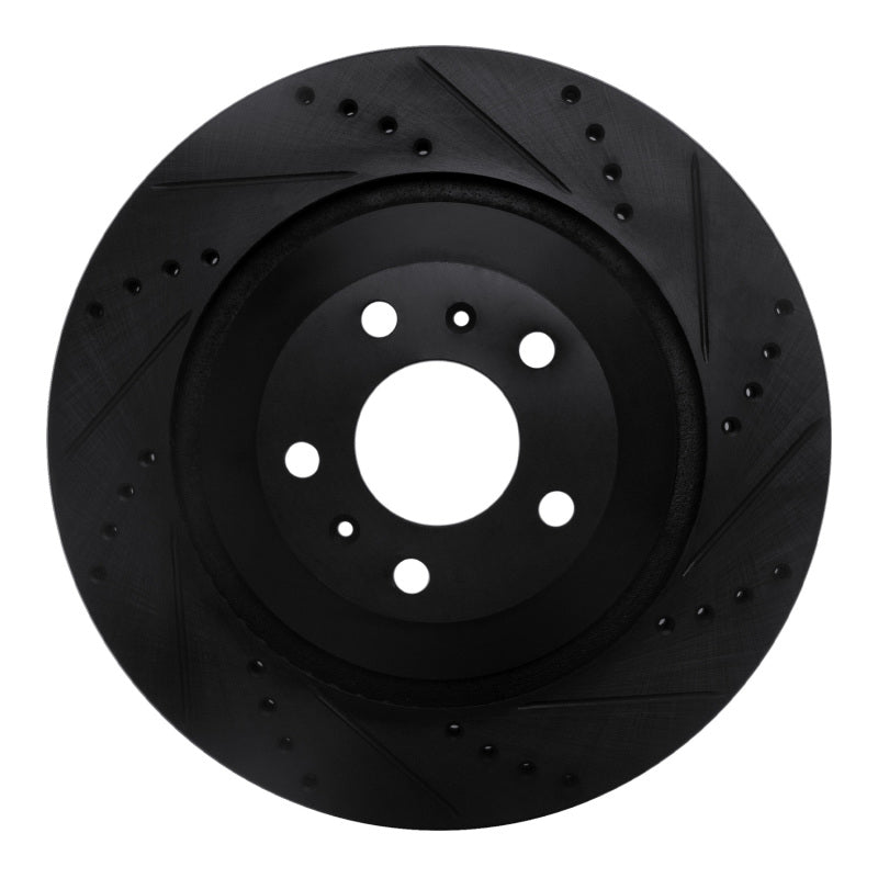 R1 Concepts R1 04-18 Audi A8 Rear Right Drilled & Slotted Black Brake Rotor