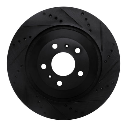 R1 Concepts R1 04-18 Audi A8 Rear Right Drilled & Slotted Black Brake Rotor