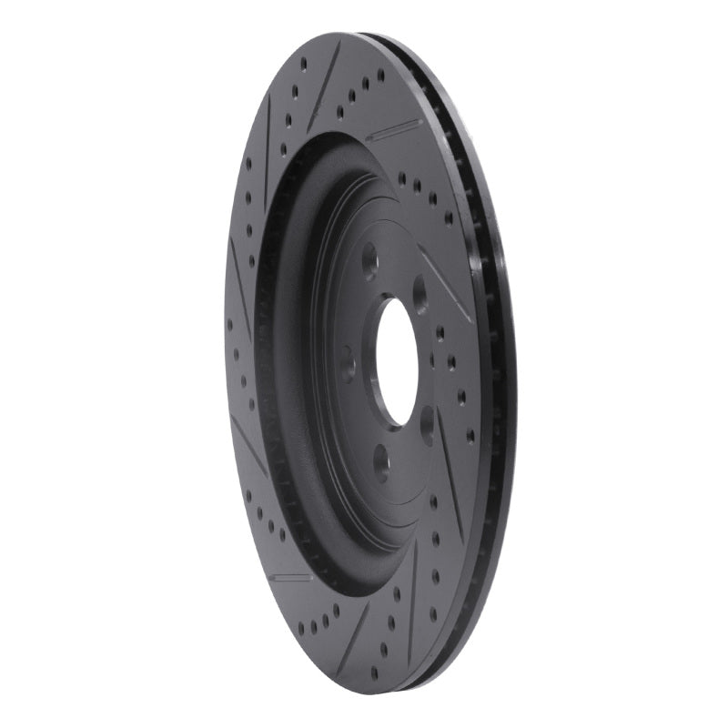 R1 Concepts R1 13-19 Ford Flex Rear Right Drilled & Slotted Black Brake Rotor