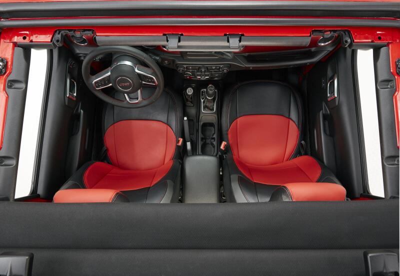 PRP Seats PRP 2018+ Jeep Wrangler JLU/4 Door/ Jeep Gladiator JT/ Rubicon Front Seat Covers (Pair) - Black/Red