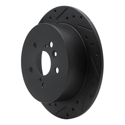 R1 Concepts R1 09-15 Toyota Venza Rear Left Drilled & Slotted Black Brake Rotor