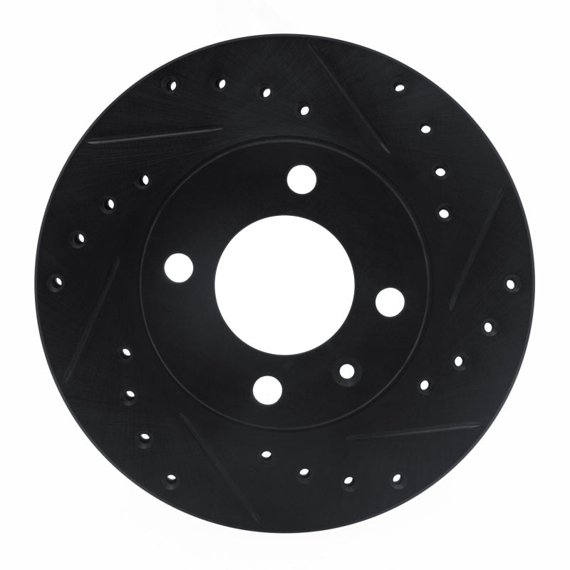 R1 Concepts R1 80-08 Audi 4000 Front Right Drilled & Slotted Black Brake Rotor