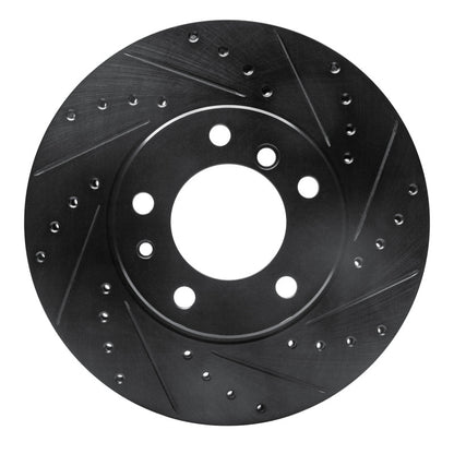 R1 Concepts R1 89-95 BMW 525IT Front Right Drilled & Slotted Black Brake Rotor