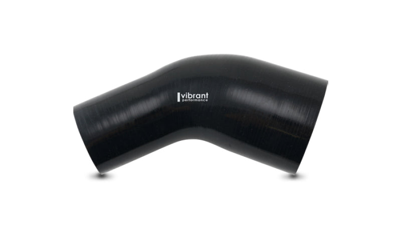 Vibrant 3in ID x 3.50in ID Gloss Black Silicone 45 Degree Transition Elbow