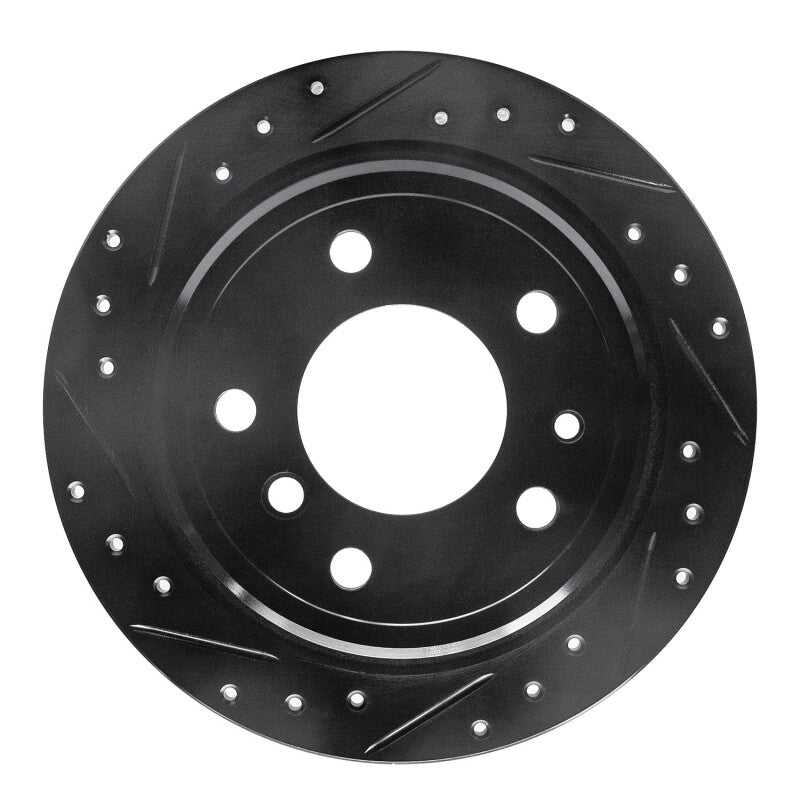 R1 Concepts R1 81-86 BMW 735I Rear Left Drilled & Slotted Black Brake Rotor