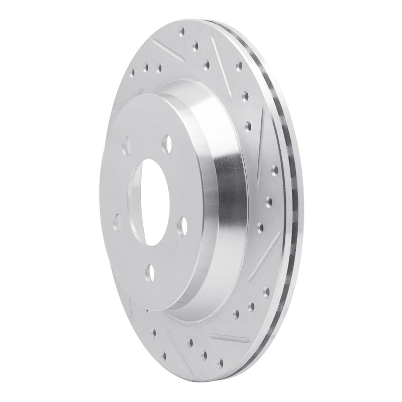 R1 Concepts R1 94-04 Ford Mustang Rear Right Drilled & Slotted Silver Brake Rotor