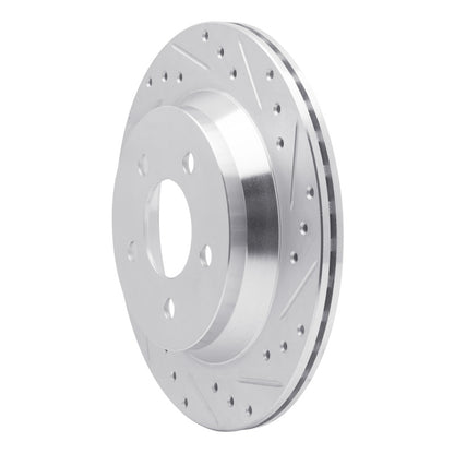 R1 Concepts R1 94-04 Ford Mustang Rear Right Drilled & Slotted Silver Brake Rotor