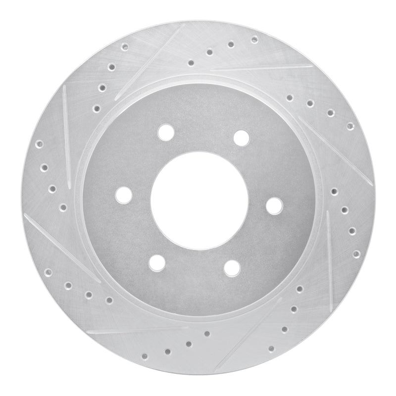 R1 Concepts R1 16-24 Nissan Titan XD Front Left Drilled & Slotted Silver Brake Rotor