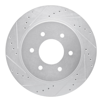 R1 Concepts R1 16-24 Nissan Titan XD Front Left Drilled & Slotted Silver Brake Rotor
