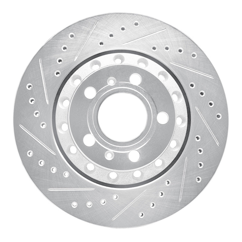 R1 Concepts R1 04-10 Audi A8 Rear Left Drilled & Slotted Silver Brake Rotor
