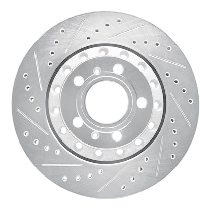 R1 Concepts R1 04-10 Audi A8 Rear Left Drilled & Slotted Silver Brake Rotor