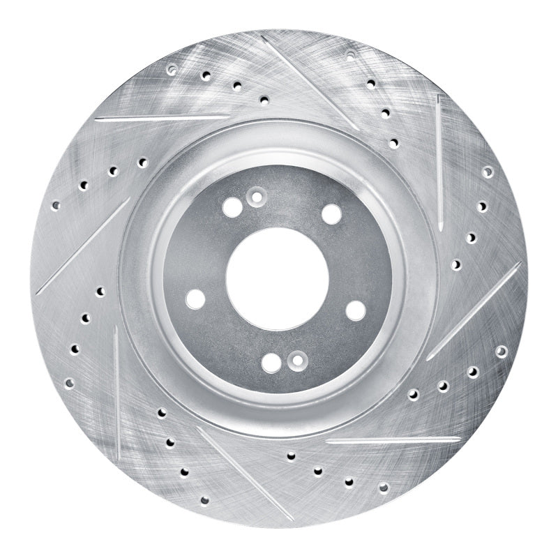 R1 Concepts R1 19-22 Hyundai Veloster N Front Right Drilled & Slotted Silver Brake Rotor