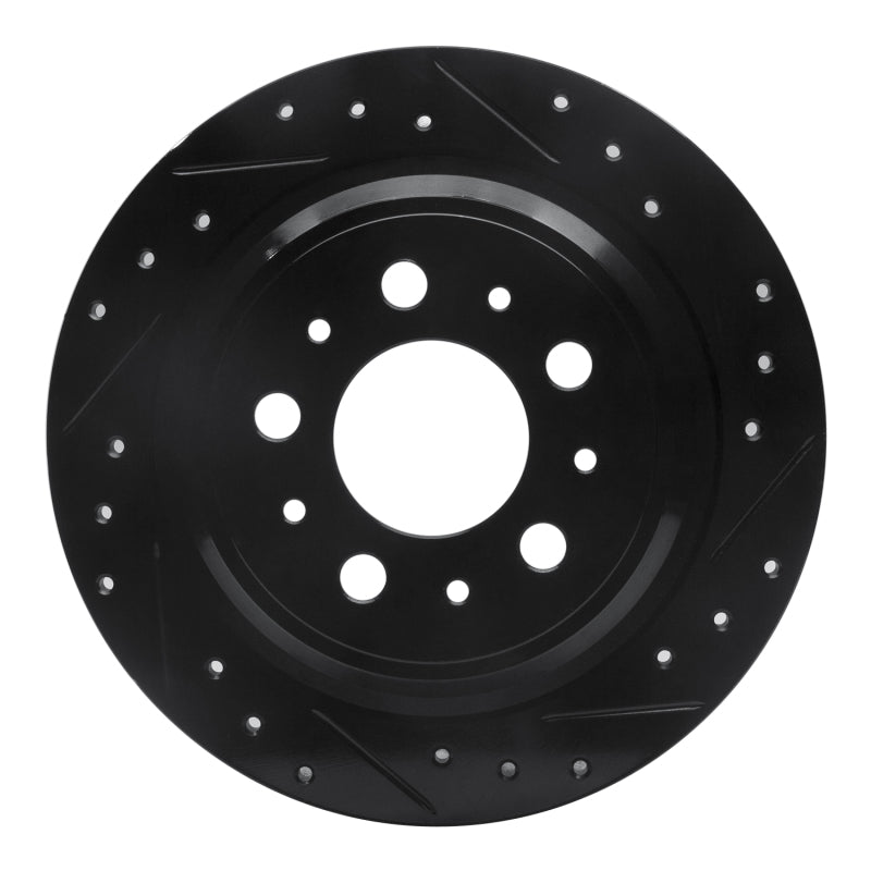R1 Concepts R1 98-00 Volvo S70 Rear Right Drilled & Slotted Black Brake Rotor