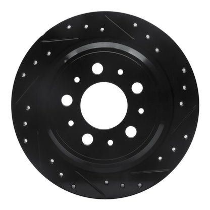 R1 Concepts R1 98-00 Volvo S70 Rear Right Drilled & Slotted Black Brake Rotor