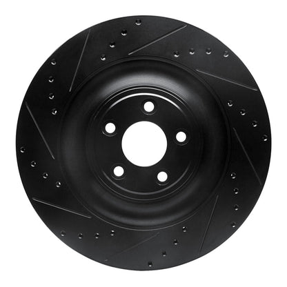 R1 Concepts R1 10-24 Jaguar XFR Rear Left Drilled & Slotted Black Brake Rotor