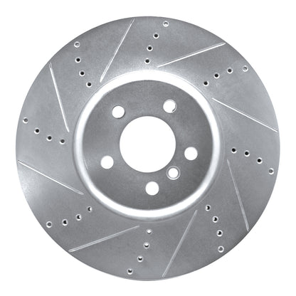 R1 Concepts R1 09-17 BMW 750LI xDrive Left Front Drilled & Slotted Silver Brake Rotor