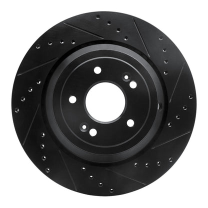 R1 Concepts R1 17-19 Genesis G90 Rear Right Drilled & Slotted Black Brake Rotor