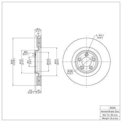 DFC 06-21 Jaguar Super V8 Front Brake Rotor