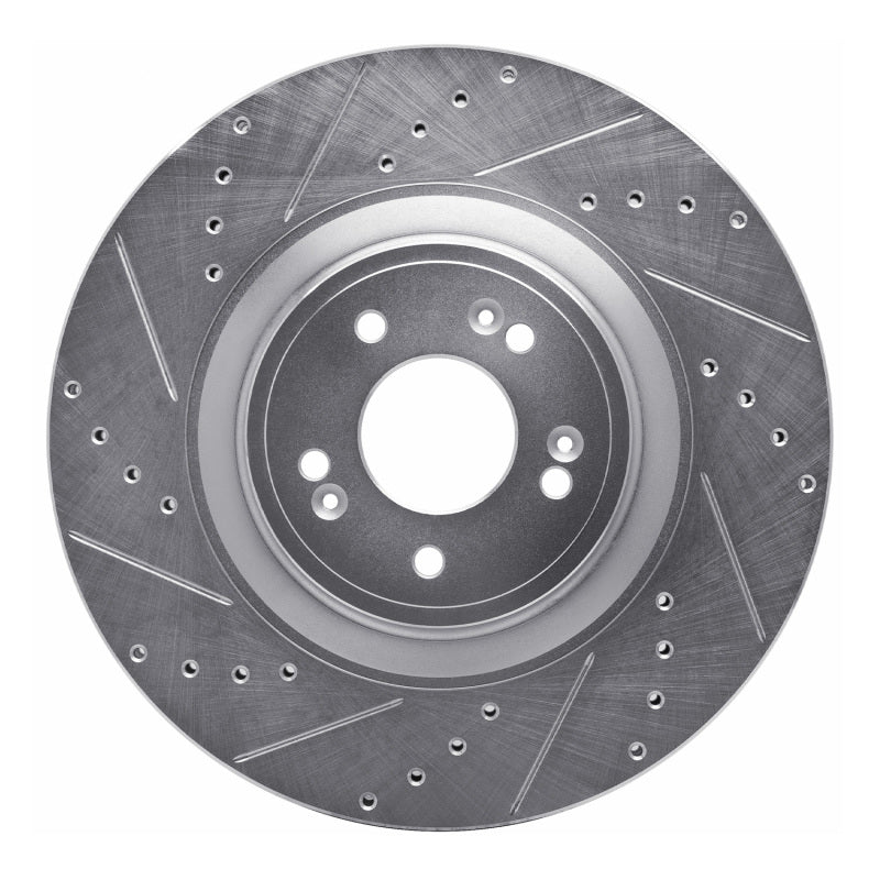 R1 Concepts R1 18-20 Genesis G80 Front Left Drilled & Slotted Silver Brake Rotor
