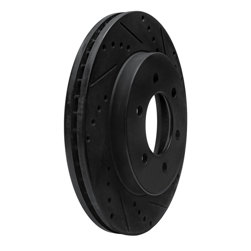 R1 Concepts R1 99-07 Ford E-350 Econoline Club Wagon Rear Right Drilled & Slotted Black Brake Rotor