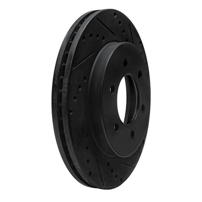 R1 Concepts R1 99-07 Ford E-350 Econoline Club Wagon Rear Right Drilled & Slotted Black Brake Rotor