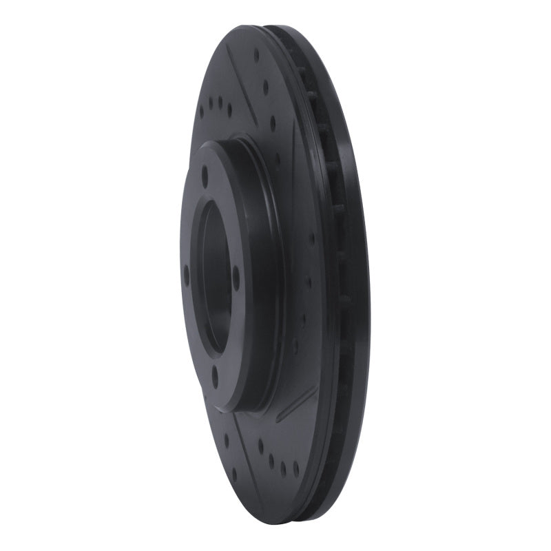 R1 Concepts R1 84-87 Toyota Cressida Front Right Drilled & Slotted Black Brake Rotor