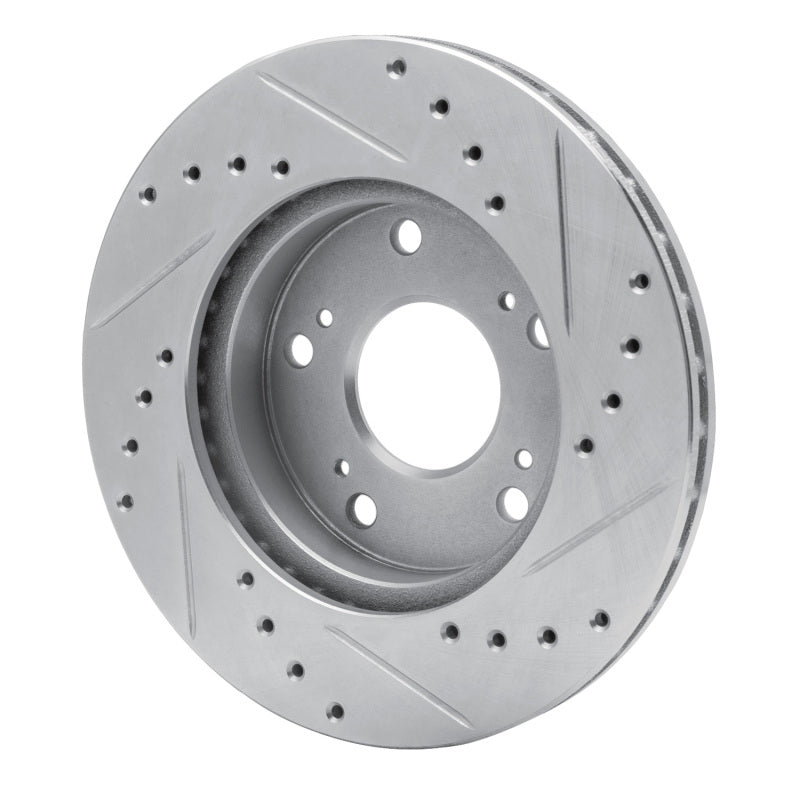 R1 Concepts R1 02-15 Acura RSX Front Left Drilled & Slotted Silver Brake Rotor
