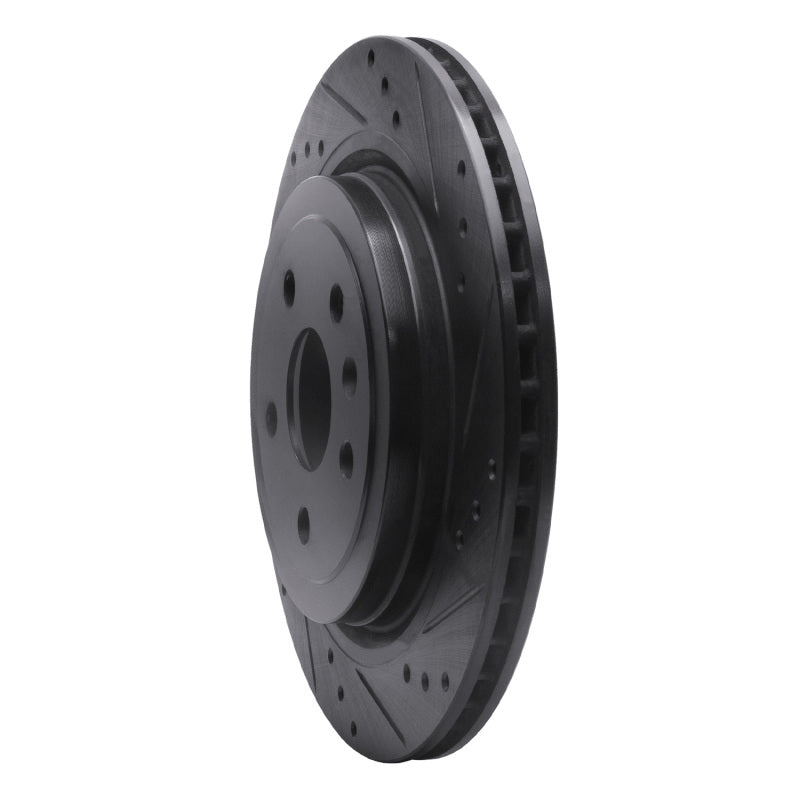 R1 Concepts R1 08-14 Cadillac CTS Rear Right Drilled & Slotted Black Brake Rotor