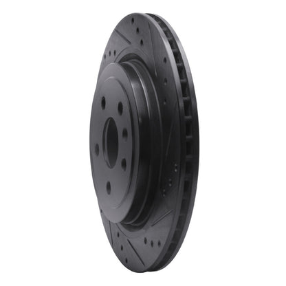 R1 Concepts R1 08-14 Cadillac CTS Rear Right Drilled & Slotted Black Brake Rotor