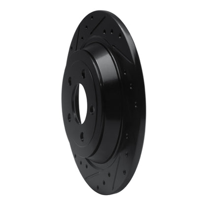 R1 Concepts R1 15-23 Ford Mustang Rear Left Drilled & Slotted Black Brake Rotor