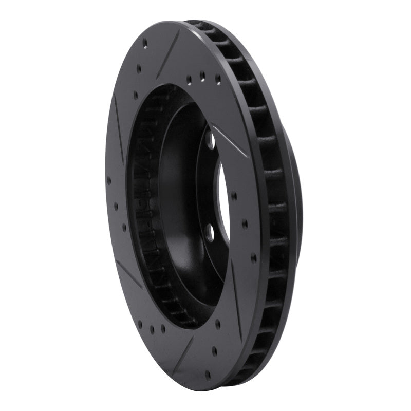 R1 Concepts R1 76-93 Ford F-150 4WD Front Right Drilled & Slotted Black Brake Rotor