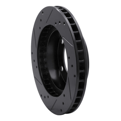 R1 Concepts R1 76-93 Ford F-150 4WD Front Right Drilled & Slotted Black Brake Rotor