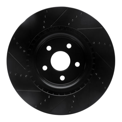 R1 Concepts R1 2012-2025 Dodge Durango Front Right Drilled & Slotted Black Brake Rotor