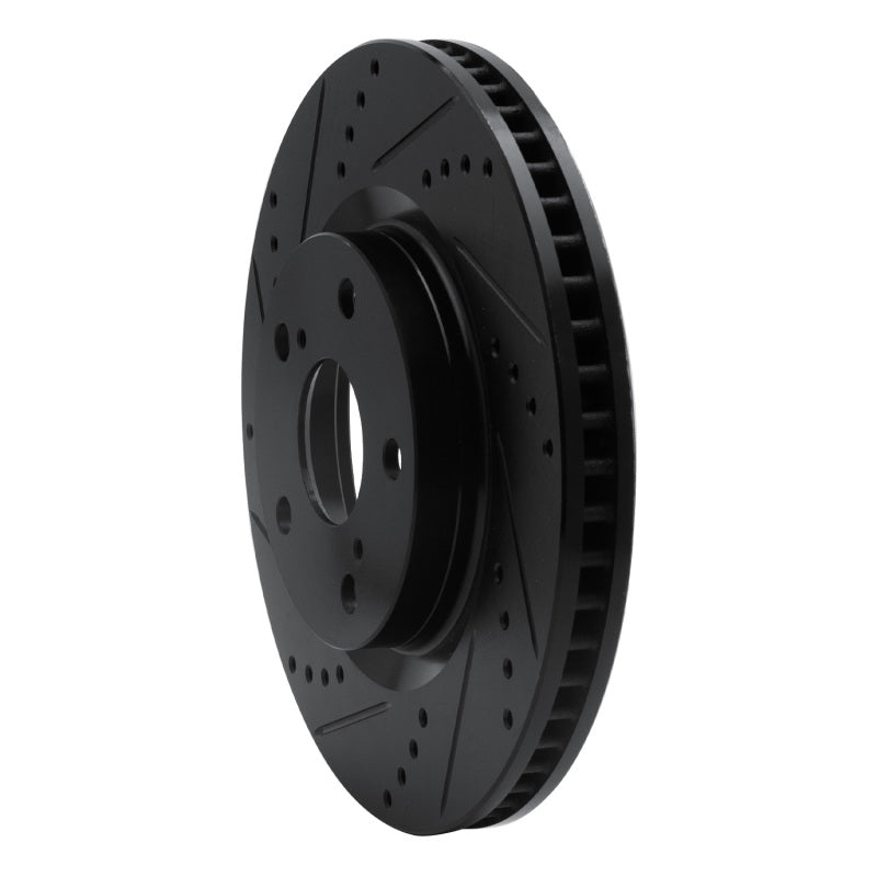 R1 Concepts R1 06-20 Lexus ES300H Front Left Drilled & Slotted Black Brake Rotor