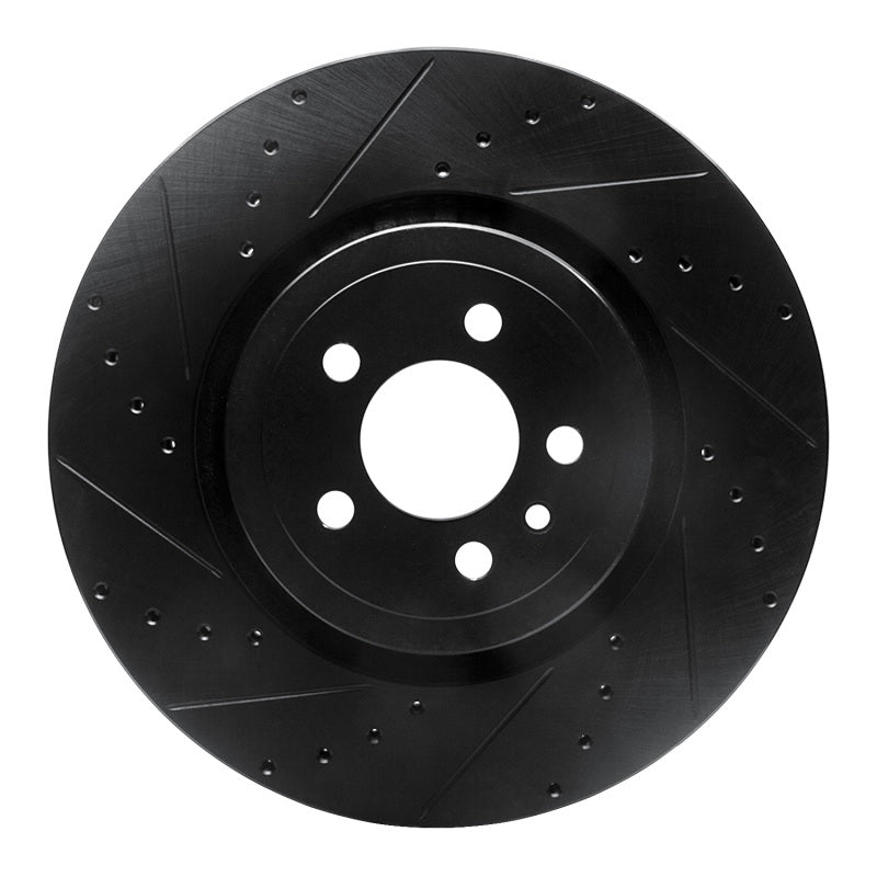 R1 Concepts R1 14-23 Dodge Charger Front Left Drilled & Slotted Black Brake Rotor