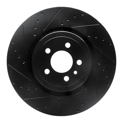 R1 Concepts R1 14-23 Dodge Charger Front Left Drilled & Slotted Black Brake Rotor