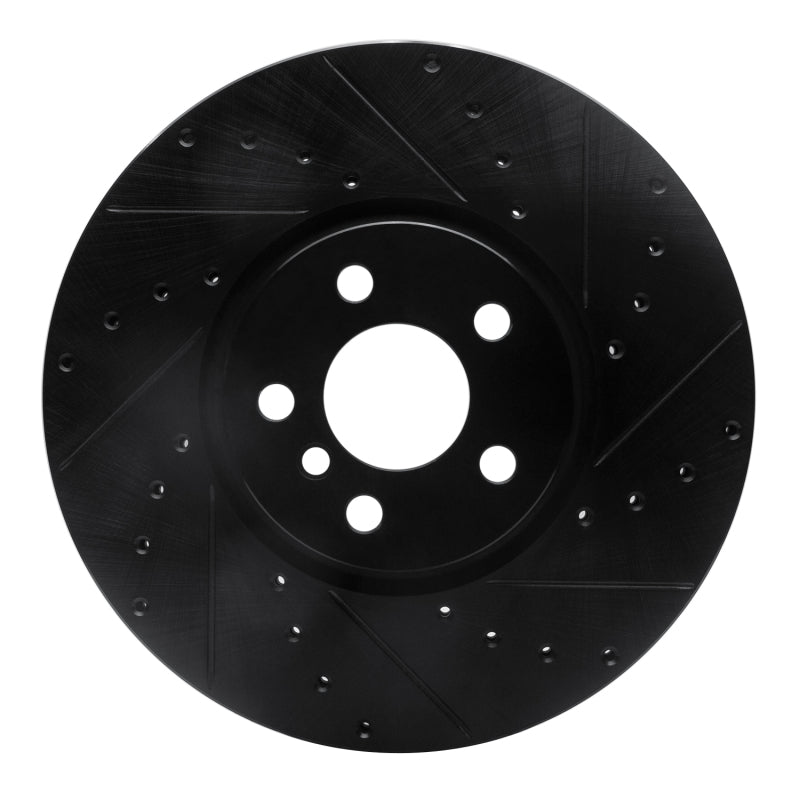 R1 Concepts R1 15-19 Mini Cooper Countryman Front Right Drilled & Slotted Black Brake Rotor